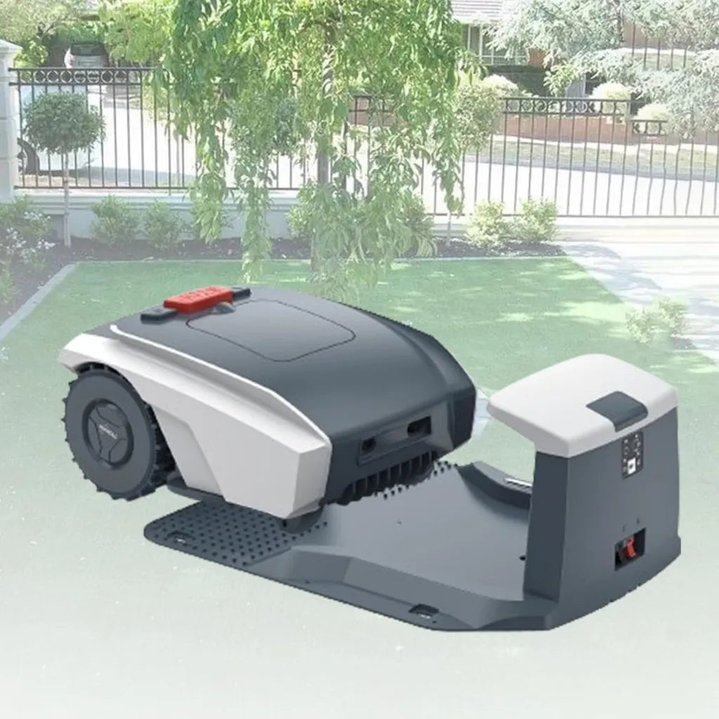 Robot Tondeuse Automatisée avec Station de Charge, Batterie Lithium-ION 20V 5Ah, Pour Jardins Jusqu'à 1500 m²