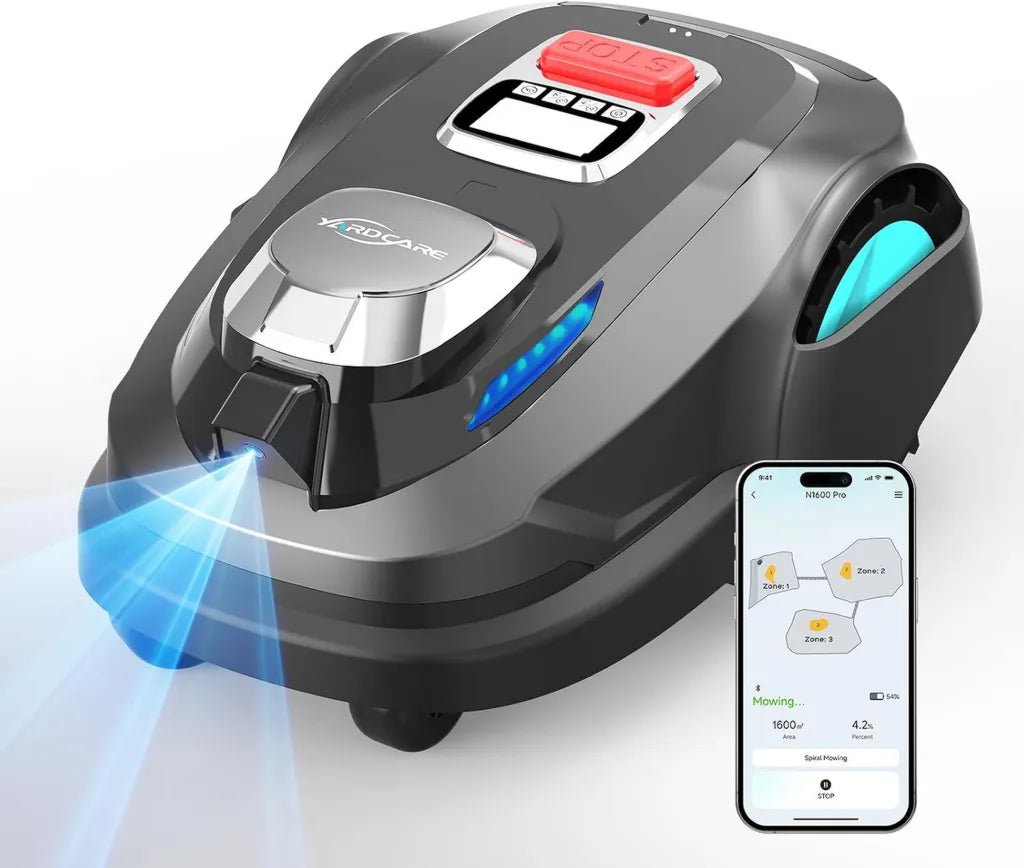 Robot Tondeuse Intelligente YARDCARE N1600 Pro - RTK & Vision, 1600 m², Gestion Multizone