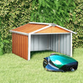 Abri Homgoday pour Robot Tondeuse en Acier Galvanisé Marron 92x97x63 cm