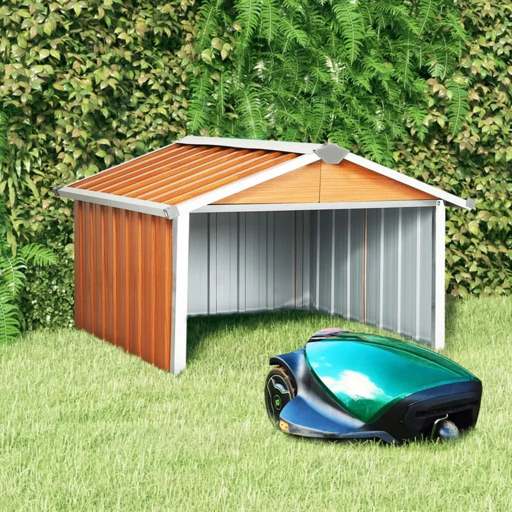 Abri Homgoday pour Robot Tondeuse en Acier Galvanisé Marron 92x97x63 cm