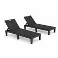 Ensemble de 2 chaises longues en résine noire avec dossier réglable