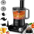 Robot culinaire multifonction 1500W, bol 2.5L, hachoir, râpe, presse-agrumes, pétrissage, noir