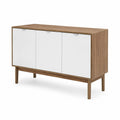 Buffet en Bois Noyer et Portes Blanches 120x40x75 cm