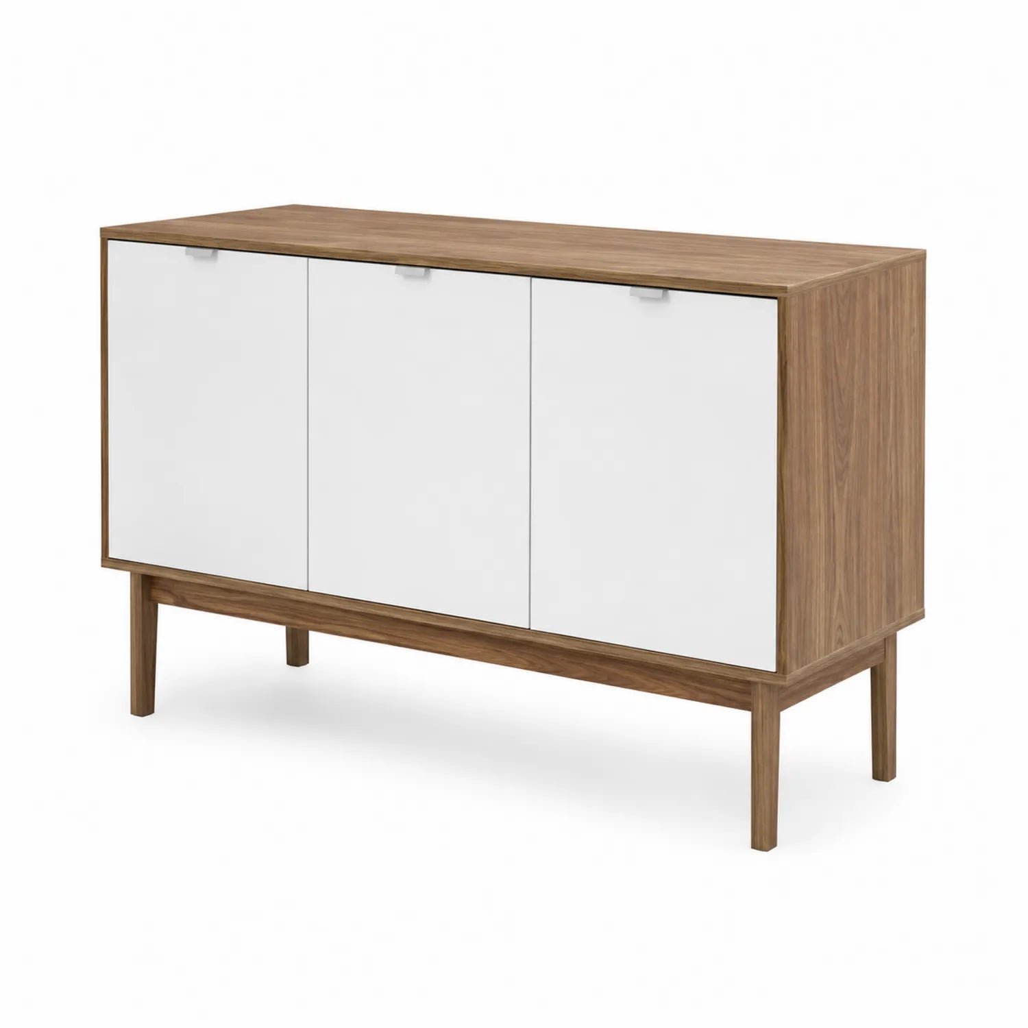 Buffet en Bois Noyer et Portes Blanches 120x40x75 cm
