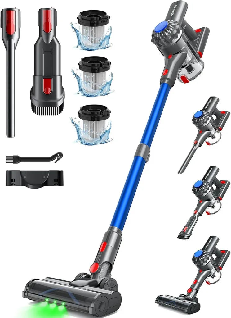 Aspirateur Balai sans Fil 450W, Performance Longue Durée, Lumière LED, Convient aux Tapis et Sols Durs