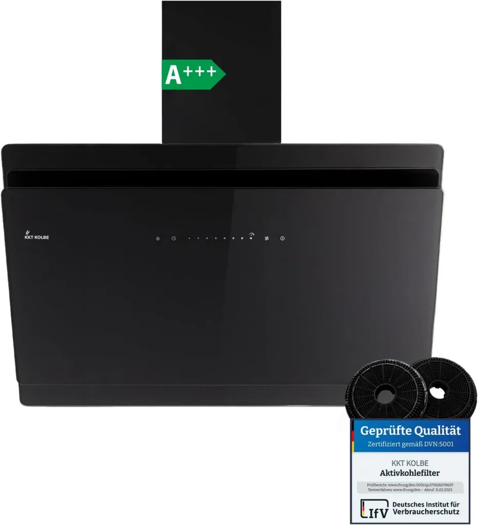 Hotte Aspirante Murale KKT KOLBE 90 cm, 782 m³/h, Verre Noir, A+++