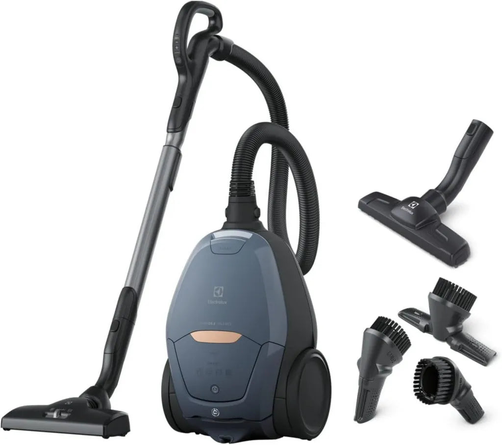 Aspirateur avec Sac Electrolux Pure D8, Ultra Silencieux 57dB, Technologie Intelligente, Commandes LED, Denim Bleu