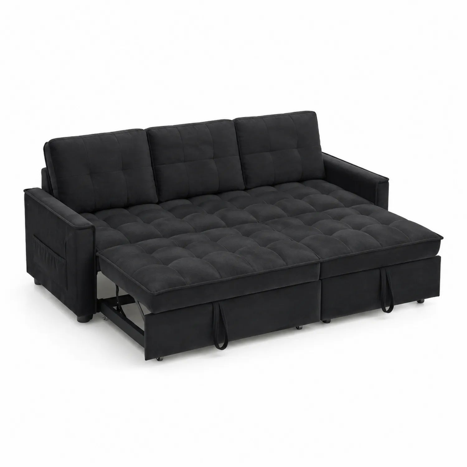 Canapé-lit convertible 3 places en tissu noir