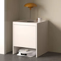 Armoire de rangement élégante pour aspirateur robot, avec portes et tiroirs, idéale pour maison ou bureau, blanc 65 cm