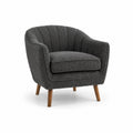 Fauteuil en tissu gris foncé avec pieds en bois de hêtre
