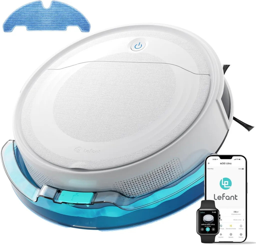 Aspirateur Robot Lefant M310 Ultra, 6000Pa, Navigation Laser dToF, Évitement Précis, Compatible App/Alexa, Idéal pour Animaux et Sols Durs