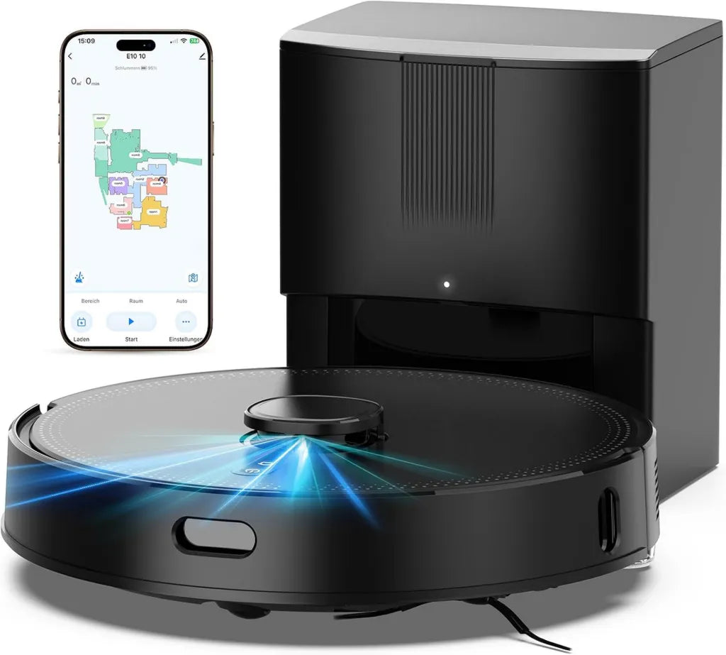 Aspirateur Robot 2-en-1 avec Station de Vidage, 8000 Pa, Navigation LiDAR, Idéal pour Animaux et Tapis