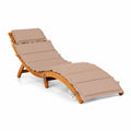 Chaise longue en bois d'acacia avec coussin en polyester beige