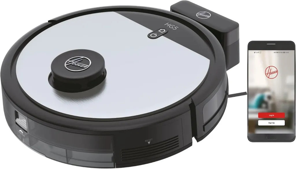 Aspirateur Robot Hoover HG510D avec Navigation Laser, Autonomie 90 min, Silencieux 68 dBA, Filtre HEPA10, Réservoir 0,50L