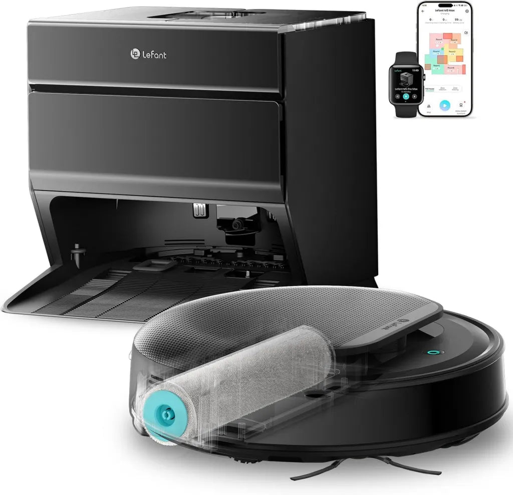 Aspirateur Robot Lefant M5 Max avec Nettoyage, Aspiration 23 000 Pa, Navigation LiDAR dToF, Wi-Fi Double Bande, Station Autonettoyante