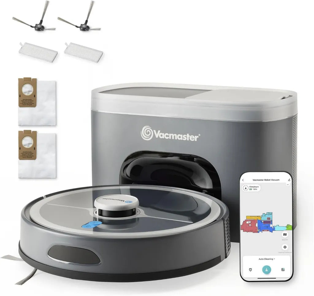 Aspirateur Robot Vacmaster REi avec Station, 4000 Pa, Navigation LiDAR, Wi-Fi et Commande Vocale