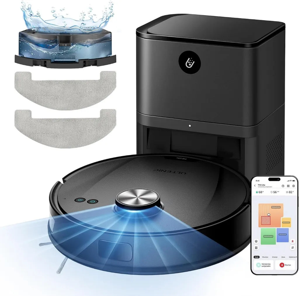 Aspirateur Robot Ultenic avec Station Automatique, 8000 Pa, 180 Min, Navigation LiDAR, Idéal pour Sols Durs et Poils d'Animaux