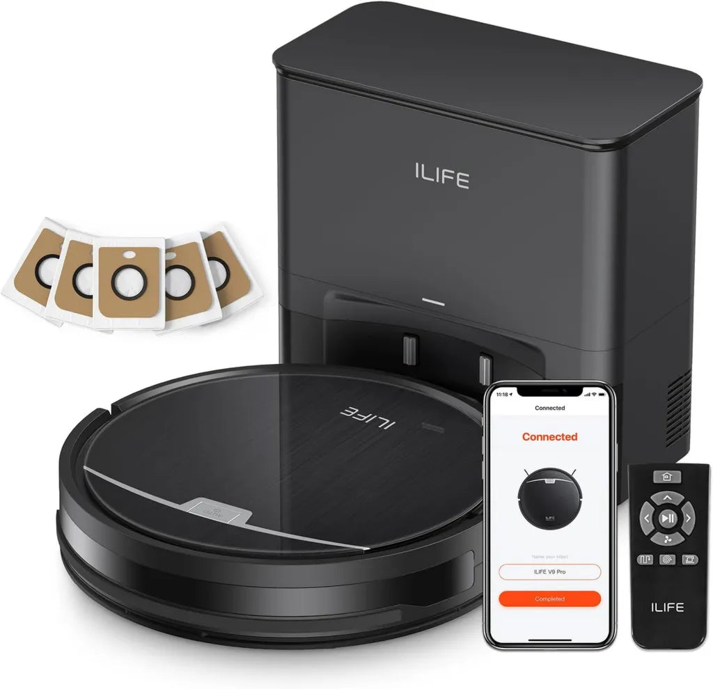 Aspirateur Robot iLife V9 Pro avec Vidage Automatique, 3000 Pa, Gyroscope, Wi-Fi, Compatible Alexa