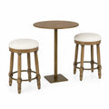 Ensemble Table Haute et Tabourets de Bar en Bois et Tissu