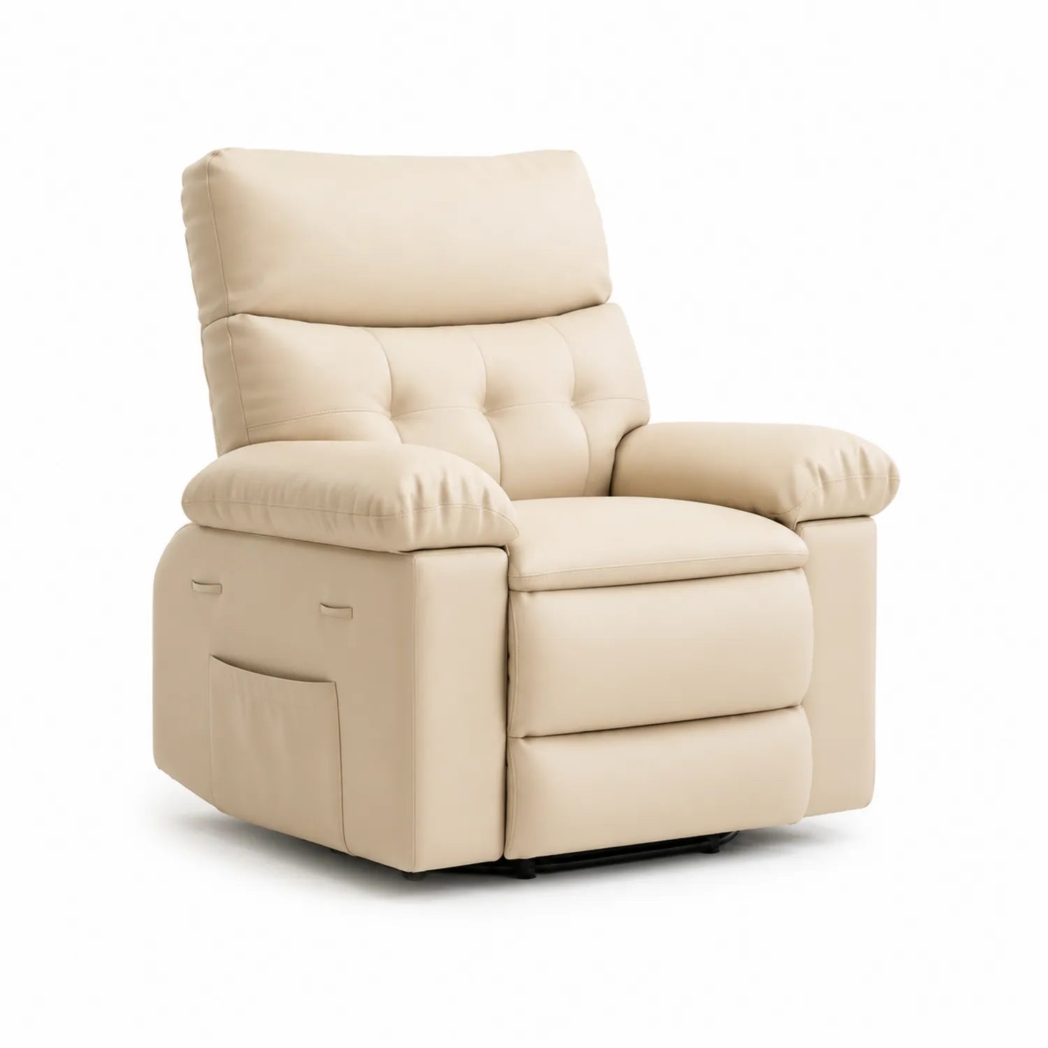 Fauteuil inclinable en cuir synthétique Beige avec repose-pieds