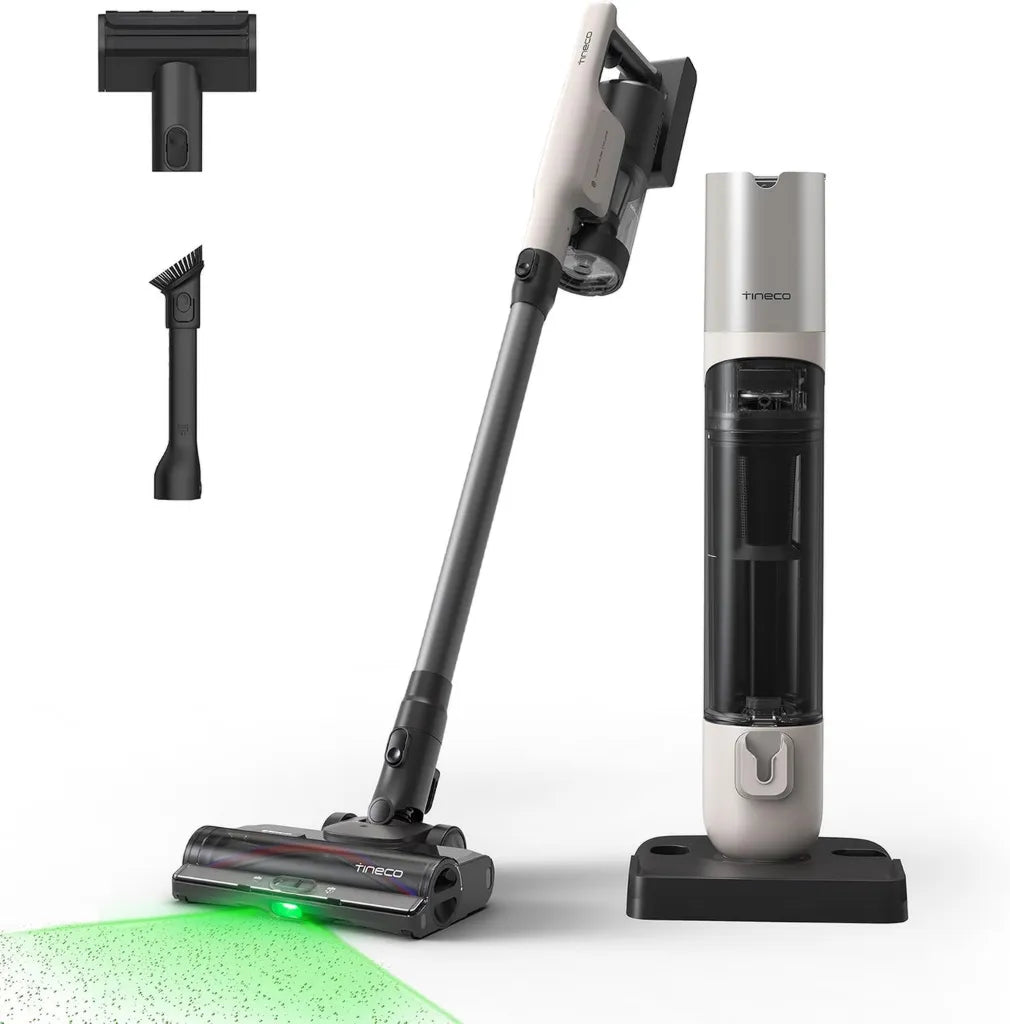 Aspirateur Balai sans Fil Tineco Pure One Station 5 Pro, Autonomie 100 Min, Base Auto-Vide 2.5 L, Brosse Anti-Enroulement, Détection LED de Poussière 120°, 200AW, Accessoires Multi-Surfaces