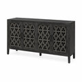 Buffet en bois sculpté 4 portes noir 160x40x90 cm