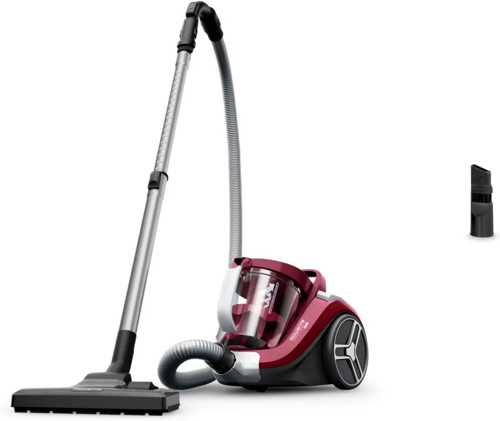 Aspirateur sans Sac Rowenta XXL, Efficacité Énergétique 900W, Filtration Avancée, Réservoir 2,5L, Modèle Compact, Couleur Bordeaux
