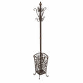 Porte-manteau en métal brun avec porte-parapluies, hauteur 180 cm