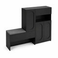 Meuble de rangement en MDF avec banc et étagères - Noir