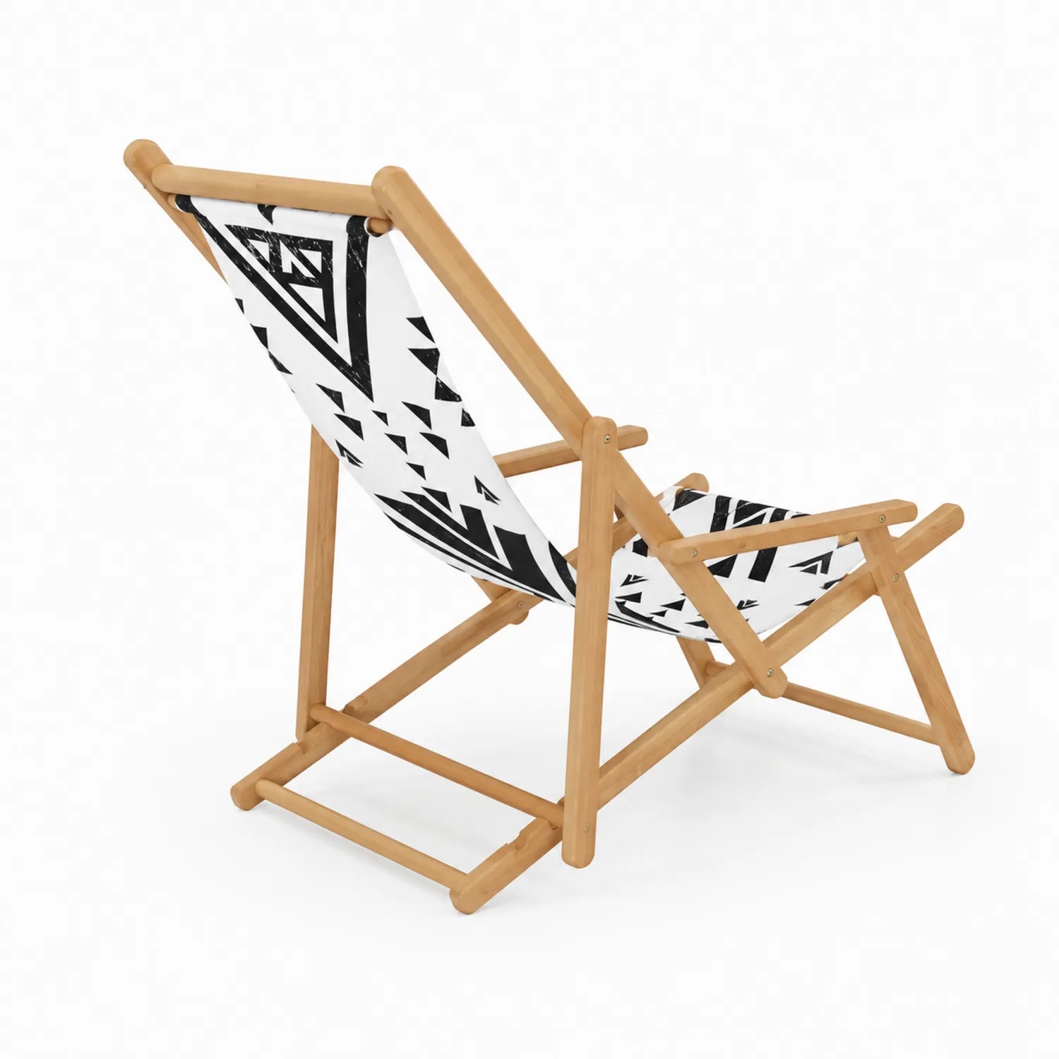 Chaise longue pliante en bois avec motif géométrique