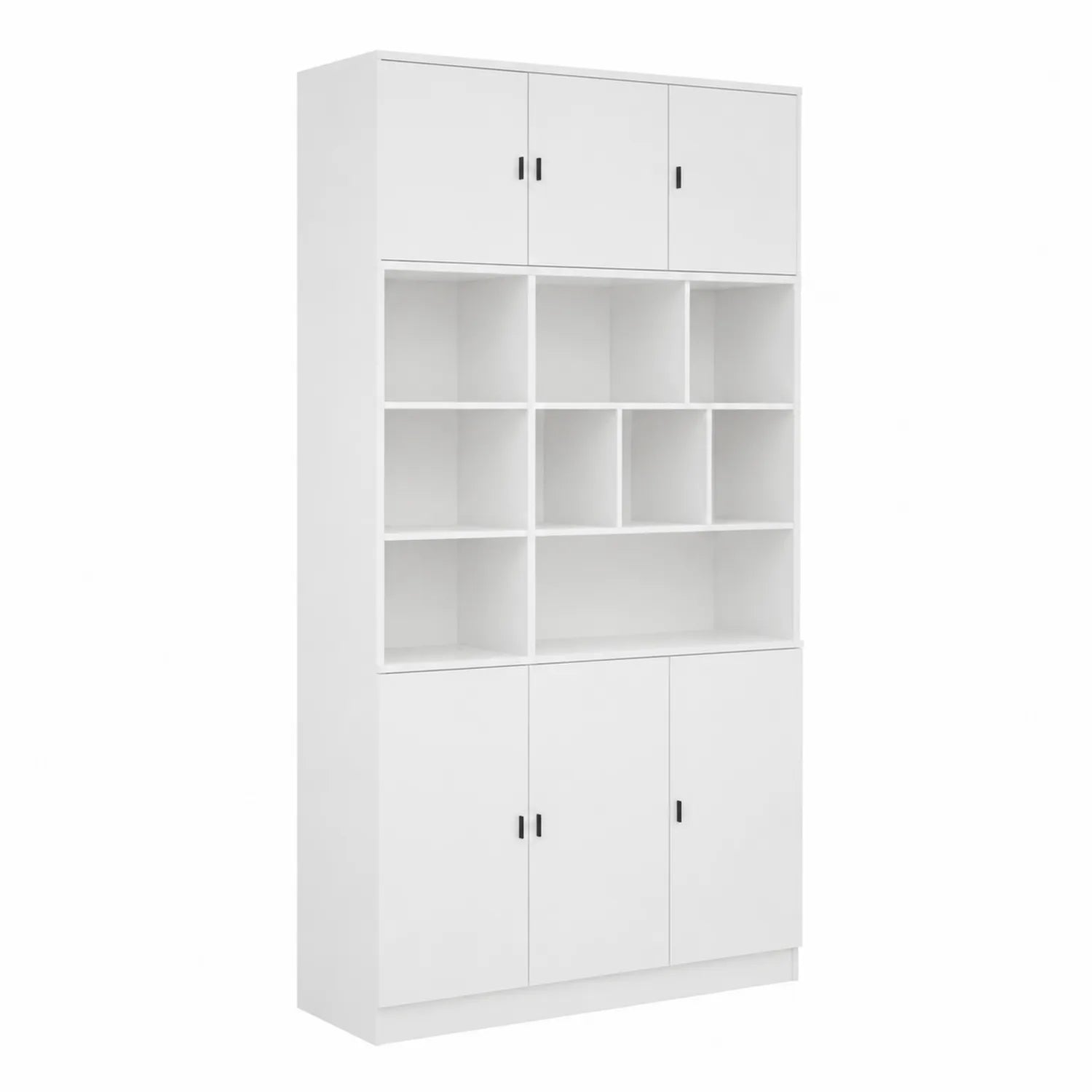 Bibliothèque de rangement blanche avec portes et étagères en bois aggloméré 180x90x30 cm