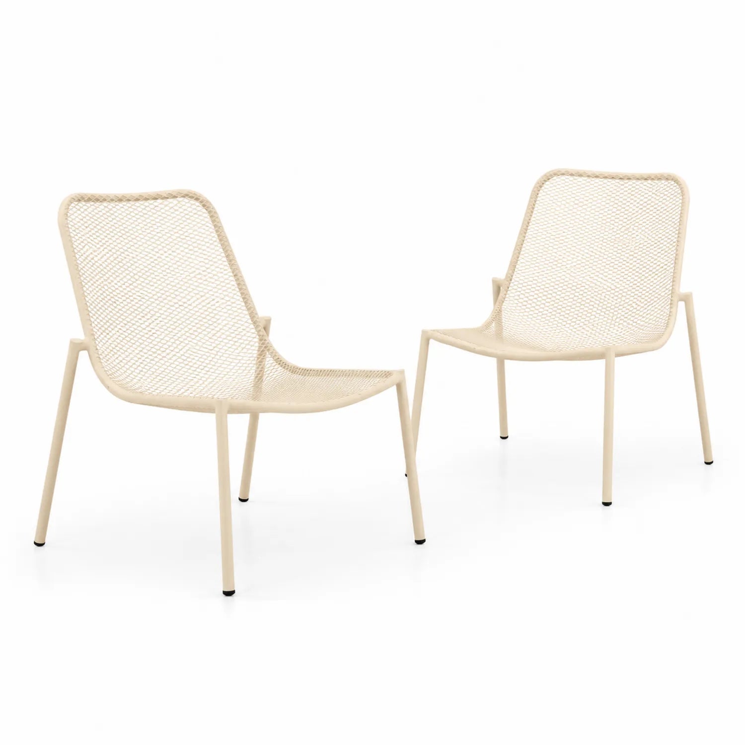 Lot de 2 chaises d'extérieur en métal beige
