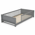 Lit enfant bois massif gris 160x80 cm