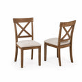 Chaises en bois et tissu polyester Beige (Ensemble de 2)