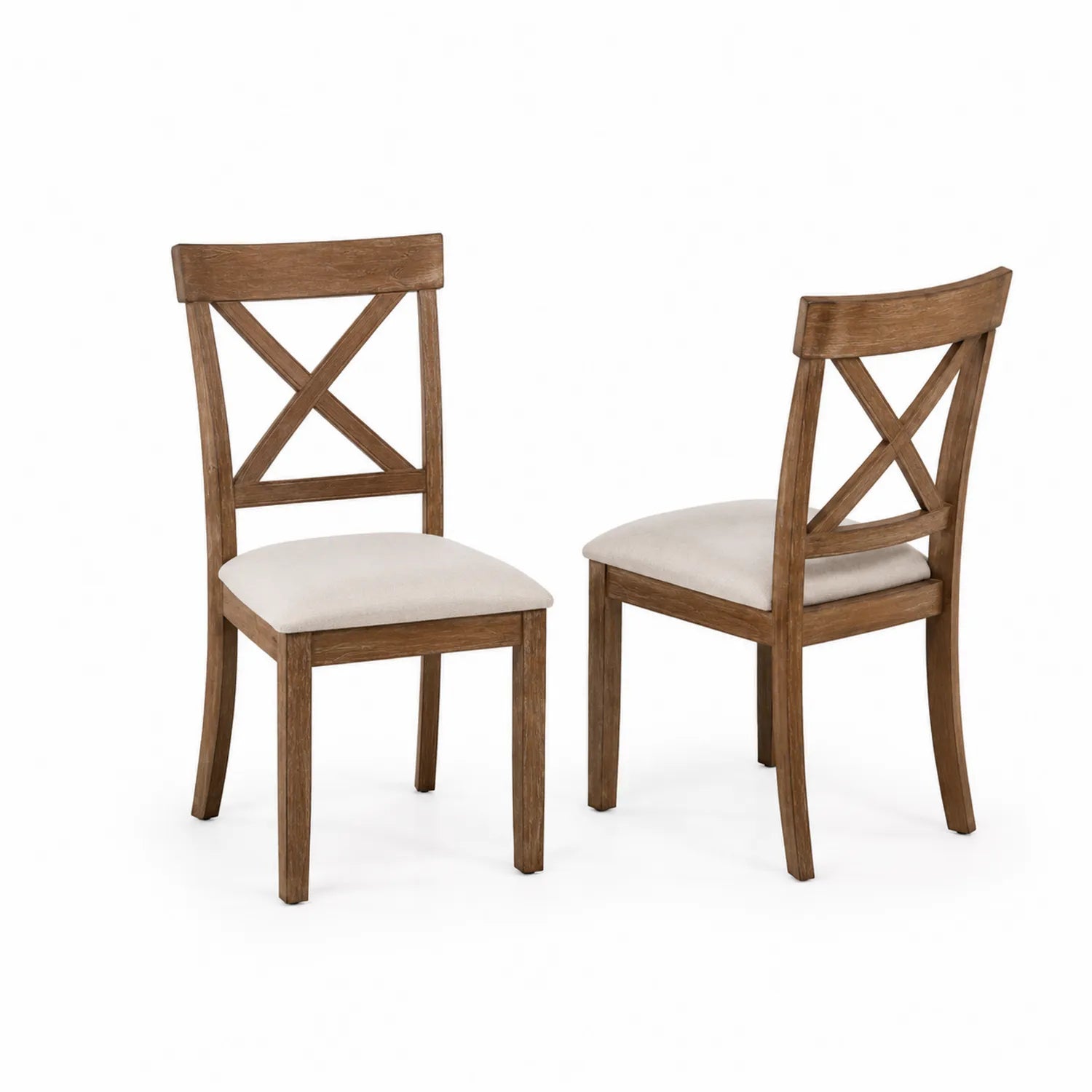 Chaises en bois et tissu polyester Beige (Ensemble de 2)