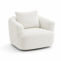Fauteuil pivotant en bouclé Blanc 90x90x75 cm