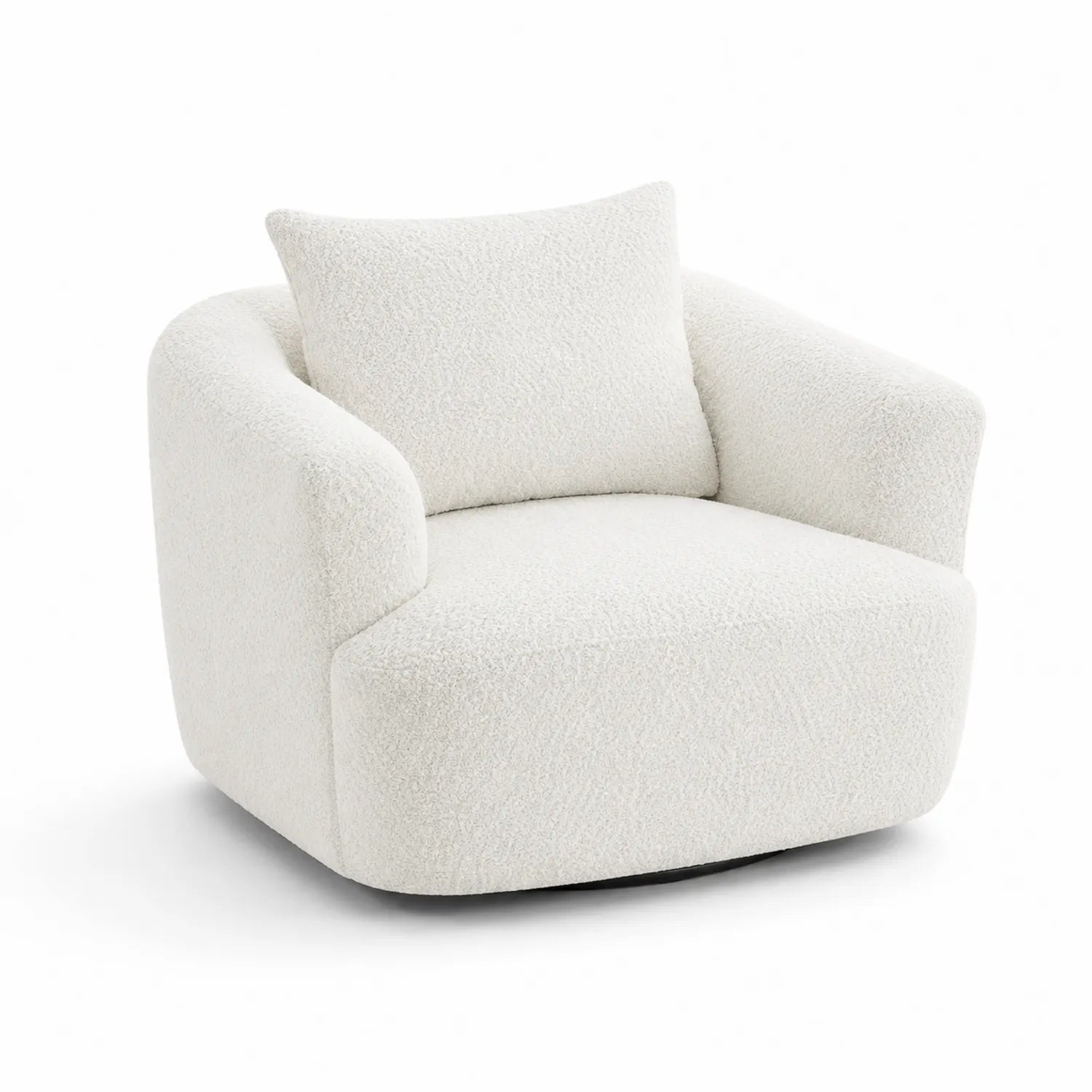 Fauteuil pivotant en bouclé Blanc 90x90x75 cm