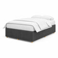 Lit double en tissu côtelé gris avec sommier en bois