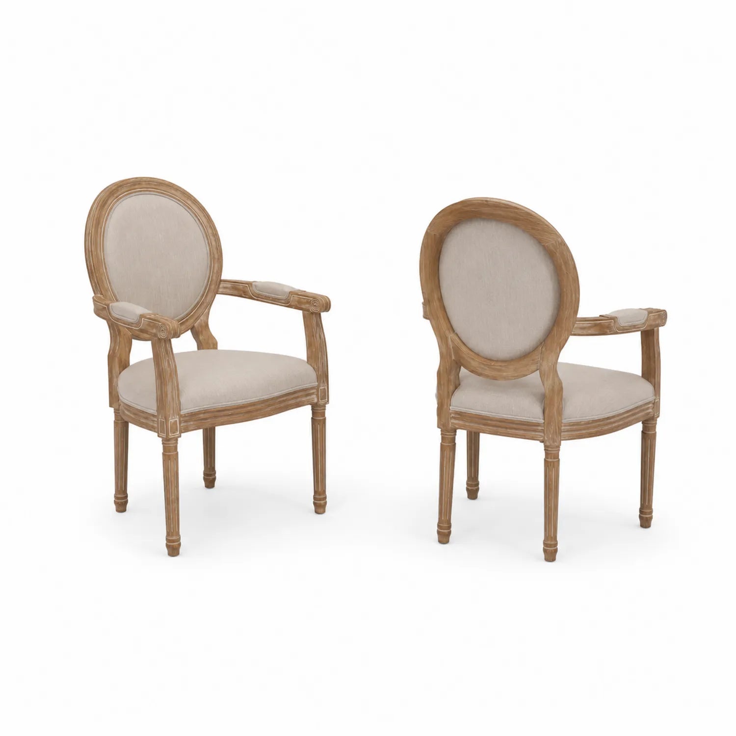 Chaises en lin avec cadre en bois - Lot de 2