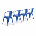 Lot de 4 chaises d'extérieur en métal bleu